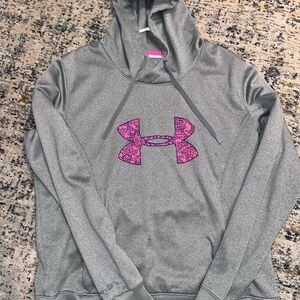 Under Armour Gray Hoodie with Pink Logo